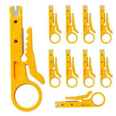 Imagem de Kit 10x Alicate Descascador Fios Desencapador Cabos Chave Keystone Punch Down Inserção Fêmea Rede RJ45