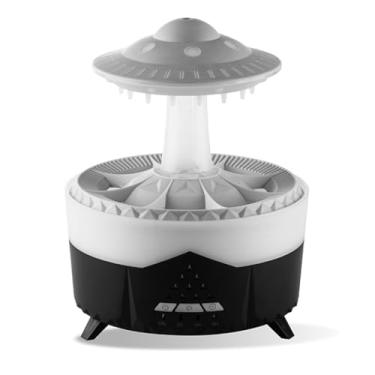 Imagem de Umidificador de máquina de aromaterapia com gotas de água para uso doméstico, grande volume de névoa, difusor de óleo essencial com controle remoto sem som na área de trabalho (Preto)