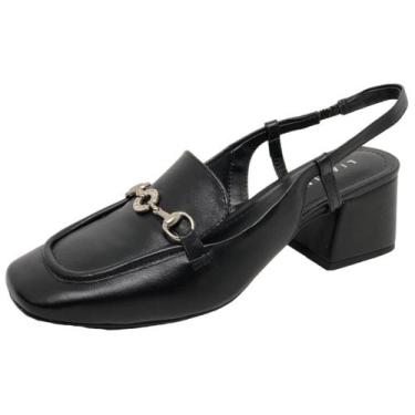Imagem de Sapato Slingback Feminino Moderno Boneca Couro Lia Line, Preto, 38