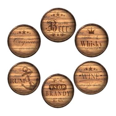 Imagem de DimyFew 6x Porta-copos de madeira para bebidas, porta-copos, canecas, copos, proteção de mesa moderna para mesa de jantar, decoração de bar