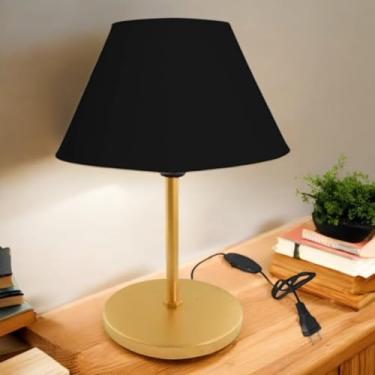 Imagem de Luminária de Mesa Abajur Cúpula Injetada para Escritório Quarto Recepção Decoração Sala Moderno (DOURADO/PRETO)