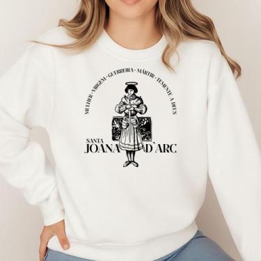 Imagem de Moletom Gola Careca Estampa Santa Joana D'arc 018 Modinha Cristã Catól