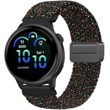 Imagem de Meliya Pulseira de nylon trançado para Garmin Vivoactive 6/Vivoactive 5/Vivoactive 3, pulseira de substituição elástica de 20 mm para Venu/Venu Sq, Forerunner 55/158/165/245/645, Galaxy Watch 7/6/5/4