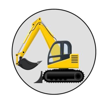 Imagem de Adesivo Decorativo Redondo Tema Construção, 250mm, Personalizado (CT-390, Papel Reciclável, 250-MM)