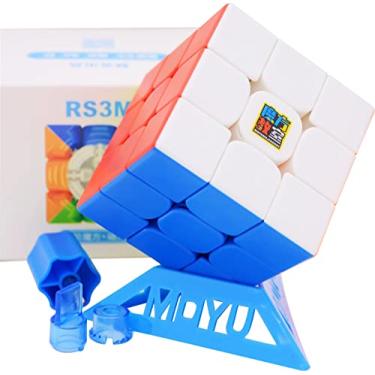 Imagem de HAWKISTER Cubo de velocidade magnético Moyu Rs3M 2020 3X3, cubo de orçamento magnético 3x3 sem adesivo, cubo de velocidade profissional 3x3 da Mfjs, cubo de velocidade profissional 3x3 (Moyu Rs3 M