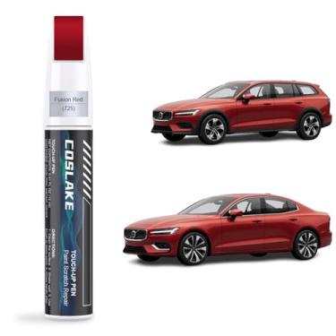 Imagem de COSLAKE Tinta de retoque de carro (Fusion Red(725)) para Volvo, kit de reparo de arranhões de pintura de carro, solução rápida e fácil de reparar, caneta removedor de arranhões com 2 microaplicadores