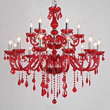 Imagem de Vela De Cristal Europeia Lâmpada Pendente Sala De Estar De Luxo Restaurante Quarto Quarto Da Menina Villa Hotel Loja De Roupas Salão De Beleza Café Bar Ktv Lustre, B a 18 Lights