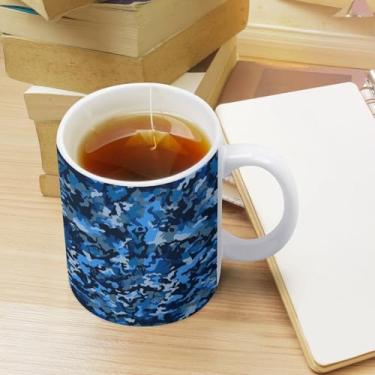 Imagem de NTVOWPZO Canecas de café caneca grande de porcelana com alça xícara de chá padrão azul xícaras de café de cerâmica caneca de imersão canecas personalizadas caneca engraçada para homens e mulheres