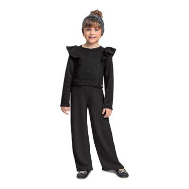 Imagem de Conjunto com Cropped Manga Longa e Calça Wide Leg para Menina Quimby, 