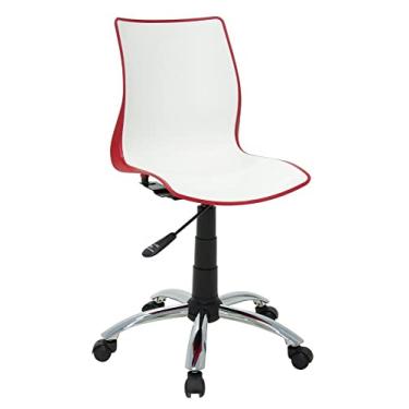 Imagem de Cadeira Plástica Maja Bi-color Vermelha E Branca Com Rodizio Em Aco Cromado Tramontina 92073/140