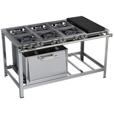Imagem de Fogão Industrial Stori Premium 6 Bocas 30x30 Forno com Chapa M23 Aço I