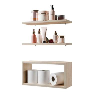 Imagem de Kit Prateleira Nicho Bruges para Banheiro Carvalho 40 x 12cm