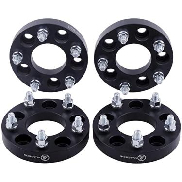 Imagem de VLAOSCHI Adaptadores de roda forjados pretos 5 x 4,75 a 5 x 5,5 polegadas com parafusos 12 x 1,5 compatível com Chevy GMC 5 Lug 5 x 120,65 a 5 x 114,3 para Camaro Corvette Blazer S10 Jimmy Sonoma - Pacote com 4