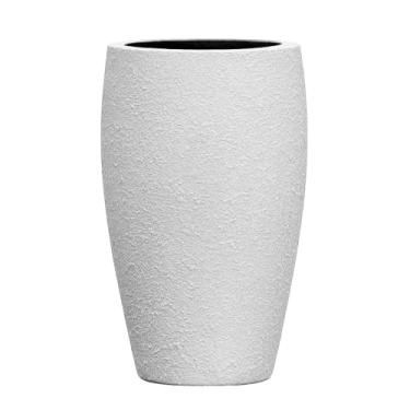Imagem de Vaso Fibra De Vidro Texturizado Atenas P 52cm Decorativo (Branco Fosco)