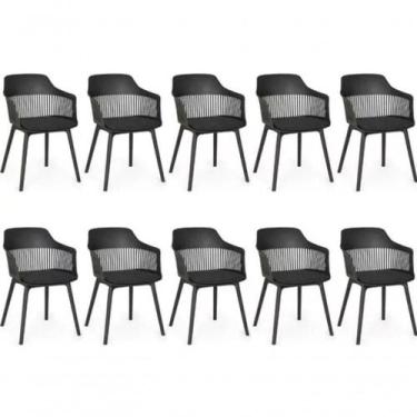 Imagem de Kit 10 Cadeiras De Jantar Estofada Marcela - Preto - UNIVERSAL MIX