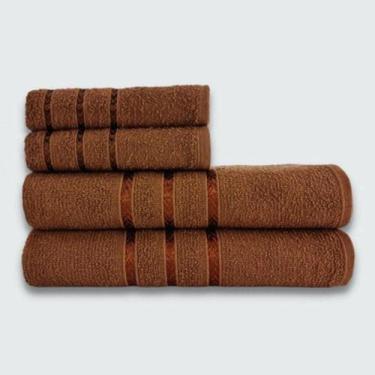 Imagem de Jogo De Toalha 4 Peças Verona Luxo Beka 100% Algodão Marrom - Toalhas 