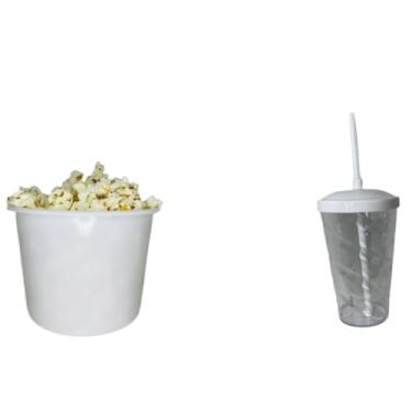 Imagem de Kit Cinema 25 Balde 1,5l Pipoca + 25 Twister Colorido 400ml (BRANCO)