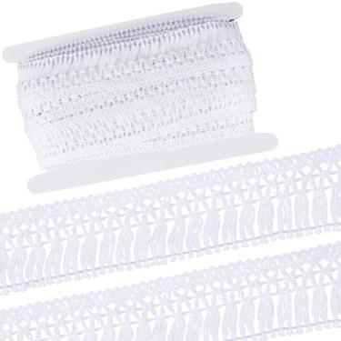Imagem de GORGECRAFT 10 jardas x 40 mm acabamento de borla de algodão branco boho fita de franja de fibra de macramê guarnição de bordas de renda para costurar roupas cobertor enfeites casa diy artesanato
