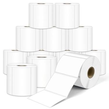 Imagem de L LIKED Etiquetas térmicas diretas de 7,6 cm x 5 cm, adesivos de envio de código de barras perfurados e compatíveis com impressoras Rollo, Zebra e outras impressoras de mesa (12 rolos, 8400 etiquetas)