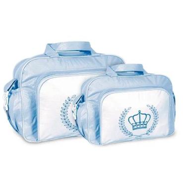 Imagem de Kit Sacola e Frasqueira Bebê Mave Baby Liso, Azul