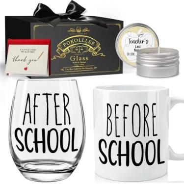 Imagem de Conjunto de 4 peças de canecas After Before Student Funny Teacher Apreciation Gifts for Teachers, Birthday Gift for Teacher Women, Teacher's Day School Start Gifts, presente de formatura, taça de