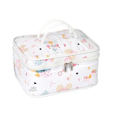Imagem de Bolsa Frasqueira Térmica Bebê e Infantil, Tamanhos 6 e 7L, Impermeável, 20x25cm, com Alças (Rosa Estampado, 6L)