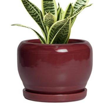 Imagem de Vaso de plantas SQOWL Ceramic 15 cm vermelho com orifício de drenagem 