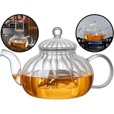 Imagem de Bule De Vidro Com Alça Chaleira Com Infusor Coador Servir Café Chá Cap