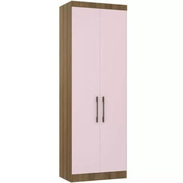 Imagem de Guarda-roupa Modulado 79cm 2 Portas Paris Luciane, Avelã/Rosa