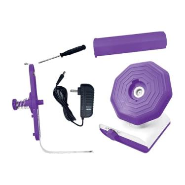 Imagem de UGPLM Enrolador de fios elétrico, ferramenta automática, presente portátil, leve e fácil de usar, enrolador de novelos de fios para tricoteiras e crochê, Roxo