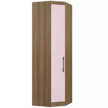 Imagem de Guarda-roupa Canto Oblíquo Modulado 1 Porta Paris Luciane, Avelã/Rosa