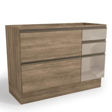 Imagem de Balcão de Pia 120cm com Vidro 1 Porta 4 gavetas Maxxi Kappesberg (sem 