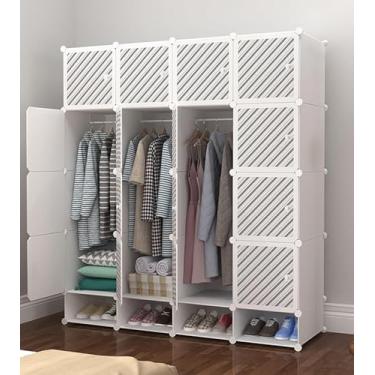 Imagem de Guarda-roupa Portátil Cubo Modular De Plástico Dobrável Armário De Armazenamento De Sapatos Prateleira Organizadora Para Corredor Quarto Entrada Sapateira Prateleira Para, 147x47x165cm