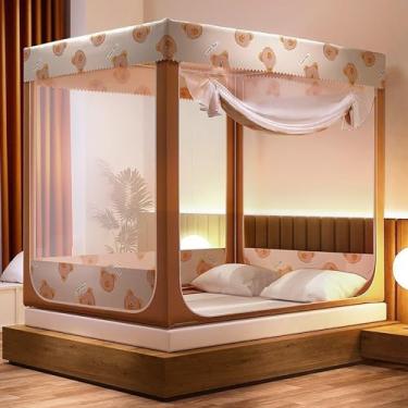 Imagem de Mosquiteiro, Mosquiteiro De Cama, Rede Anti-mosquito Yurt Quadrada De Três Portas, Barraca Sem Instalação, Dobrável E Portátil, Adequada Para Renda Anti-mosquito Totalmente Fechad, A, 1.5M*2.0M