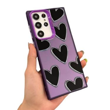 Imagem de Capa traseira rígida e fina com estampa de coração de prata galvanizada de luxo (para Samsung A35 5G/roxo/preto AX)