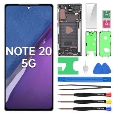 Imagem de BESJMYT Substituição de tela OLED para Samsung Galaxy Note 20 5G com moldura cinza mística OLED Display Touch digitalizador montagem completa vidro fixo com kit de ferramentas de reparo SM-N981U
