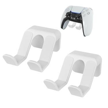 Imagem de SIROLISA Pacote com 2 suportes para controle de parede, suporte de fone de ouvido para Xbox Series X/S, PS5, PS4, acessórios para jogos de PC com adesivo 3M estável, adesivo forte por parafusos