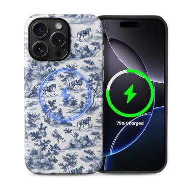 Imagem de Punmada Capa para iPhone 16 Pro para MagSafe, capa rígida híbrida à prova de choque de silicone para iPhone 16 Pro padrão Desert Western Run