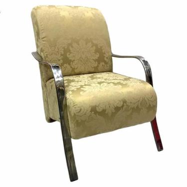 Imagem de Poltrona Elis Braço Cromado Jacquard Bege - Sua Casa Decor