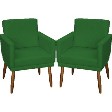 Imagem de Kit 2 Poltronas Decorativa Para Sala Recepção Beatriz Suede Cores Pé Palito Castanho