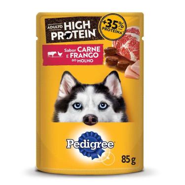 Imagem de Ração Úmida Pedigree High Protein Cães Adultos Carne e Frango Ao Molho 85g