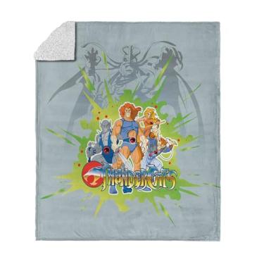 Imagem de Manta Thundercats The Crew Silk Touch Sherpa – Linha de heróis com silhueta Mumm-Ra, lã ultramacia, manta colecionável oficial da Warner Bros. 127 x 152 cm
