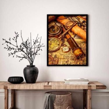 Imagem de Quadro Decorativo Luneta Mapa Antigos - 70x50cm - Quadros On-line, Mol