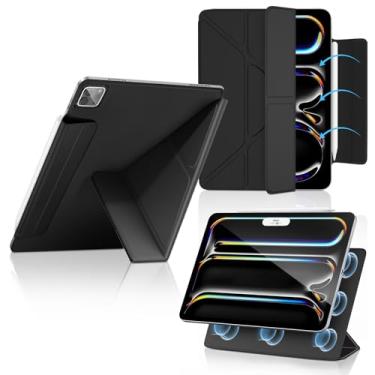 Imagem de DUNNO Capa magnética para iPad Pro 13 polegadas M4 (2024), capa magnética potente com hibernar/despertar automático, capa protetora ultrafina com suporte multi-ângulo para iPad Pro 13 2024 (preto)