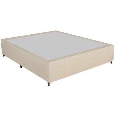 Imagem de Base Casal Gazin Sommier largura de 138 cm e altura de 39 cm em tecido suede Bege