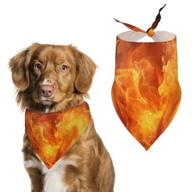 Imagem de Cachecol triângulo de poliéster estampado com chama rugindo – Tamanho único (70 x 30 cm)