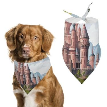 Imagem de Cachecol triângulo de poliéster estampado castelo de conto de fadas - tamanho único (70 x 30 cm)