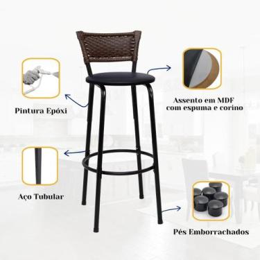Imagem de Banqueta Cadeira Banco Alta Para Cozinha Gourmet Balcão Bancada Área G
