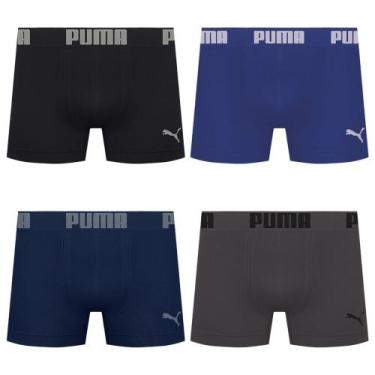 Imagem de Kit 4 Cuecas Puma Boxer Sem Costura Masculina, Marinho, Preto, G