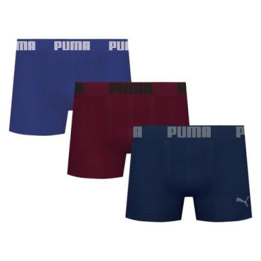 Imagem de Kit 3 Cuecas Puma Boxer Sem Costura Masculina, Marinho, Azul, M
